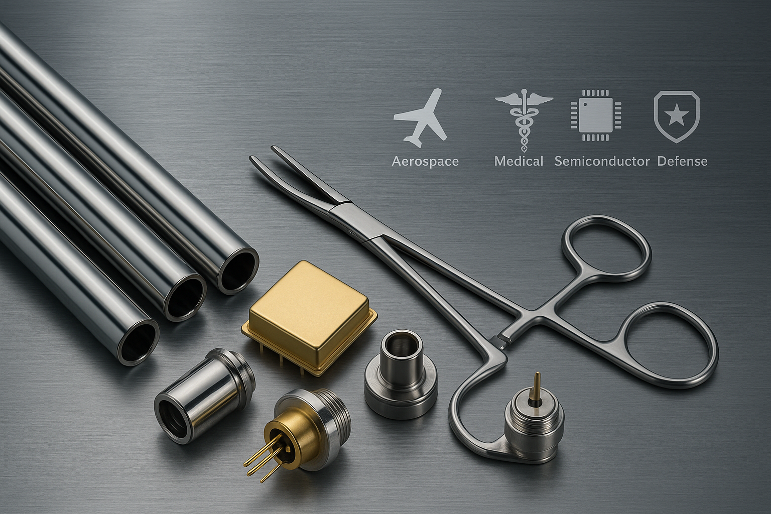 High-purity stainless steel components after electropolishing
