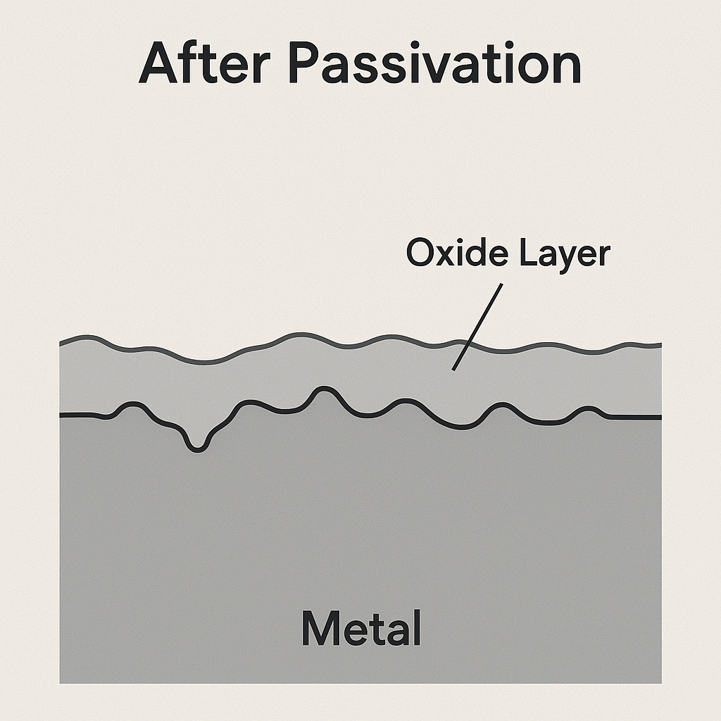 Stainless steel surface after passivation treatment