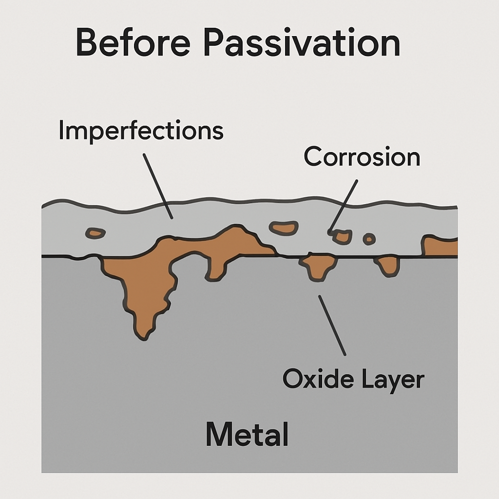 Stainless steel surface before passivation treatment
