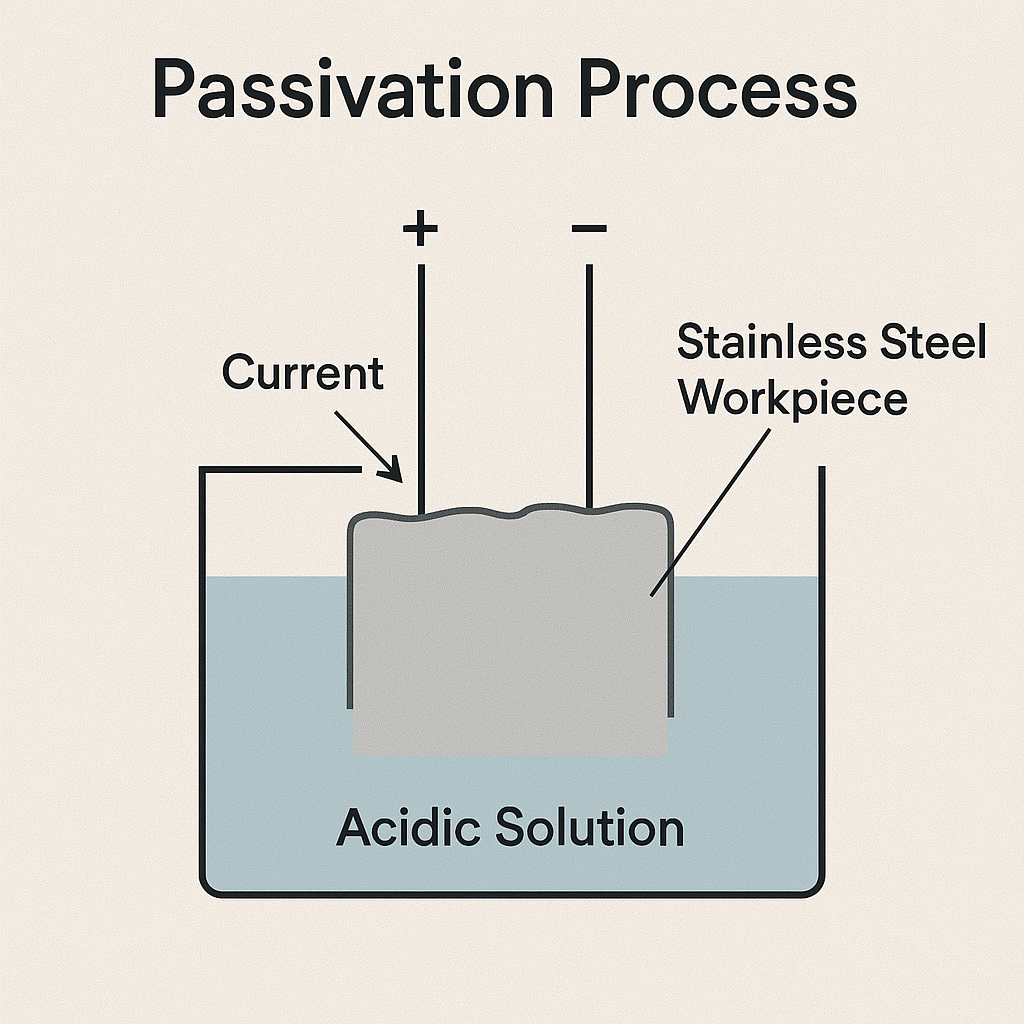 Diagram explaining the stainless steel passivation process